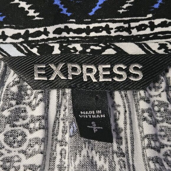 Express Womens Small Boho Floral Black/blue/white Lightweight long sleeve Dress - Picture 6 of 6
